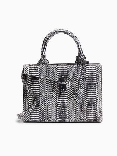 Calvin Klein Táskák & Kiegészítők HU971709 | Calvin Klein Lock Small Bőr Női Tote Táska Fekete / Feh